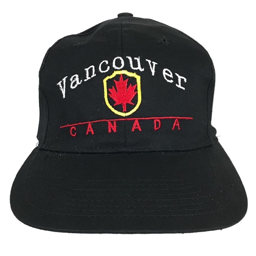 Vancouver Canada Snapback Hat Cap Black Retro
